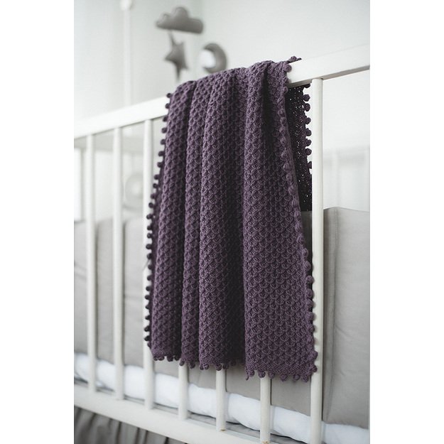 Dark purple soft knitted woolen blanket